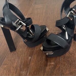 Versace Black and Silver Platform Sandals